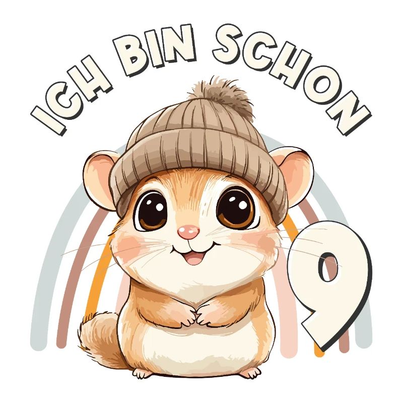 9. Geburtstag Hamster Regenbogen Süß Niedlich
