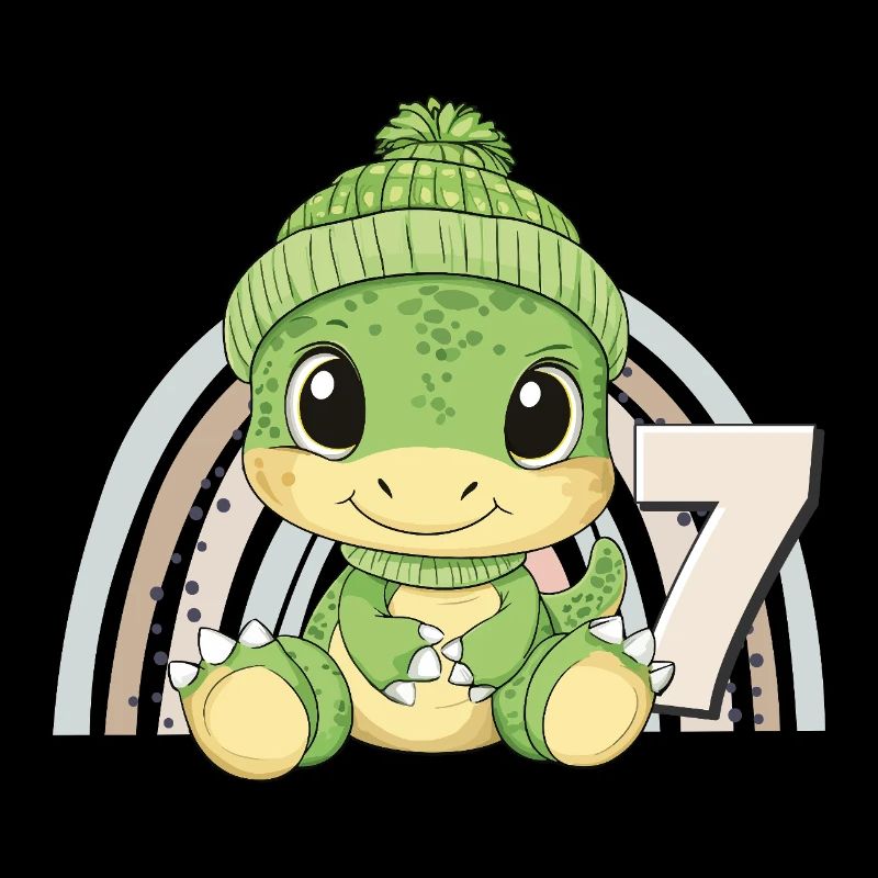 7th Birthday Dinosaur Rainbow Cute Cute
