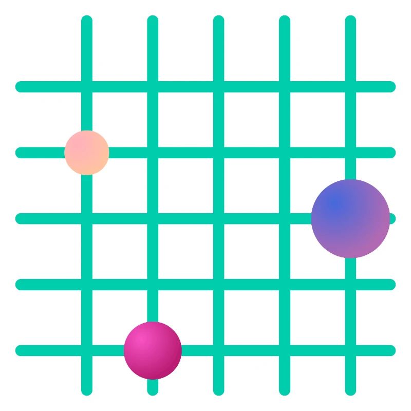 Geometrisches Grid mit Farb-Sphären
