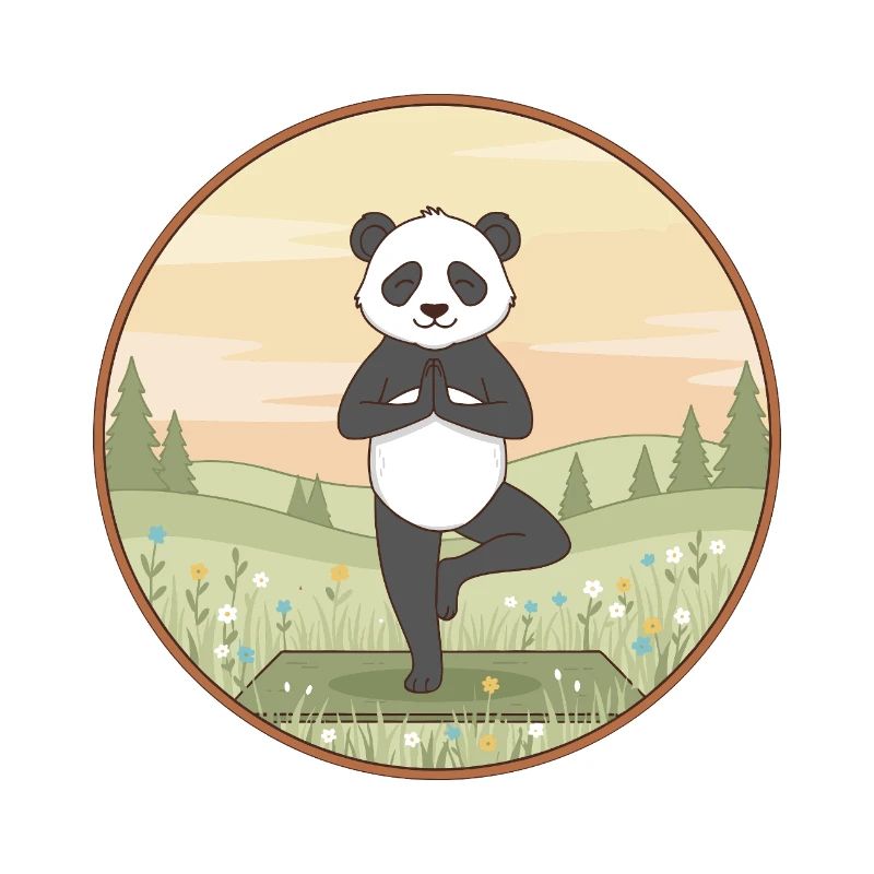 Yoga Panda Bear Doing Tree Pose Art