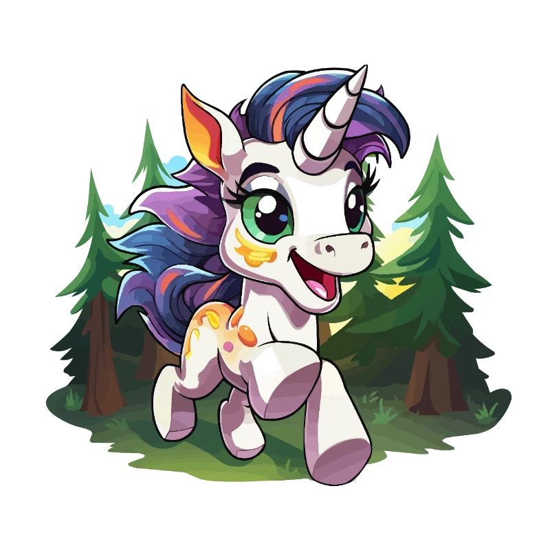 Licorne colorée de la forêt heureuse