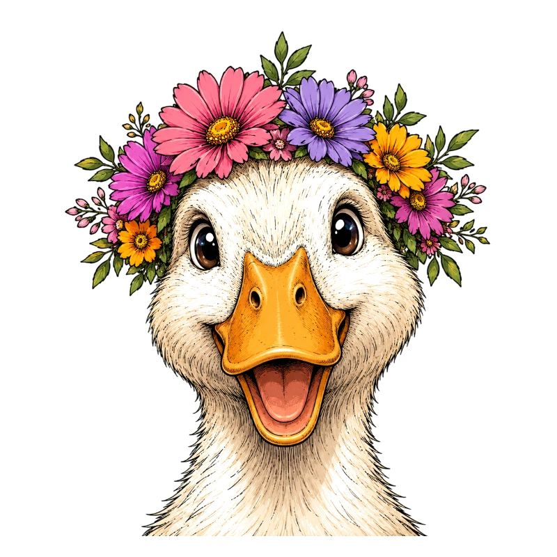 Canard décoré de fleurs