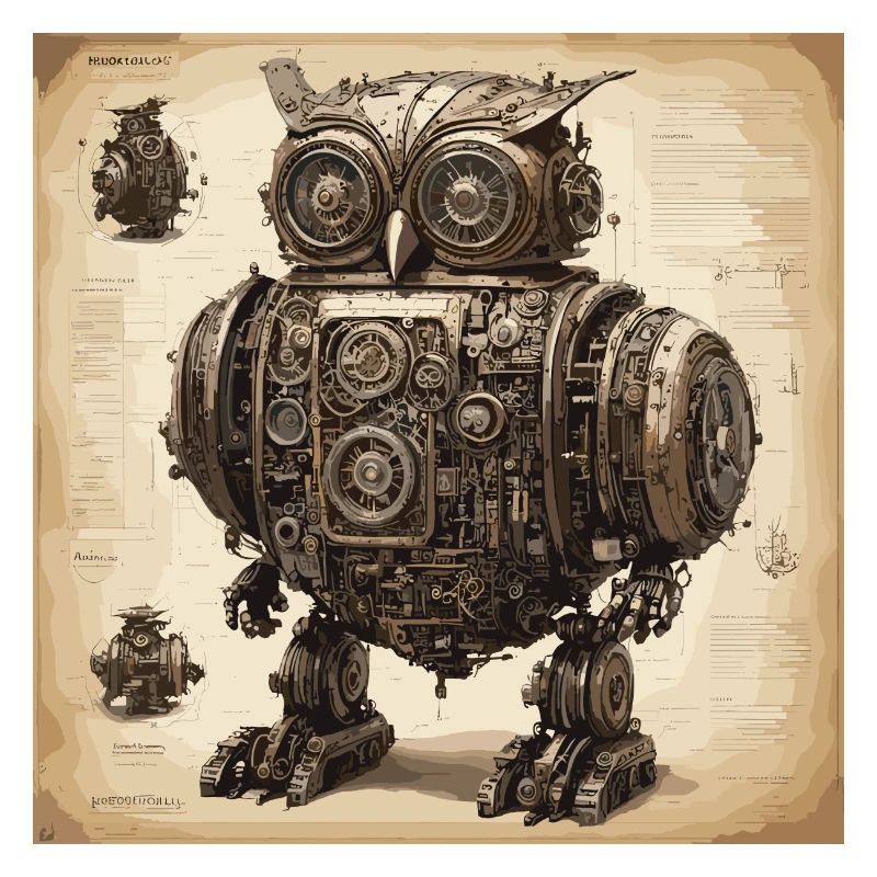 Bauplan / Sepia / Vintage / Retro / Eule