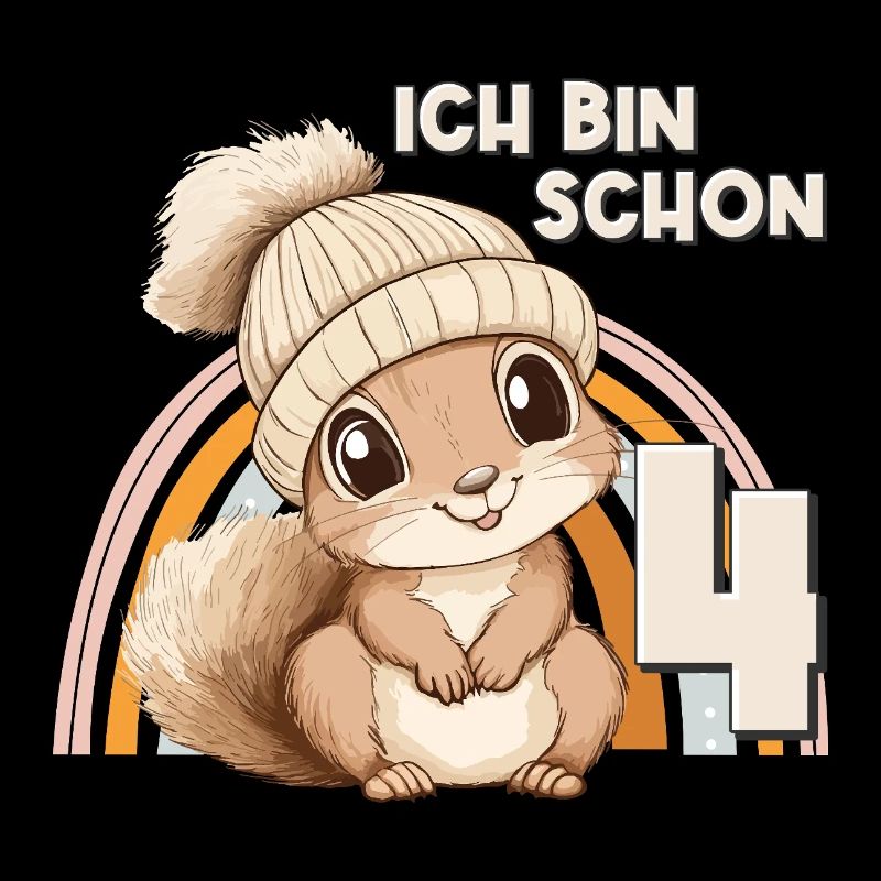 4. Geburtstag Eichhörnchen Regenbogen Süß Niedlich