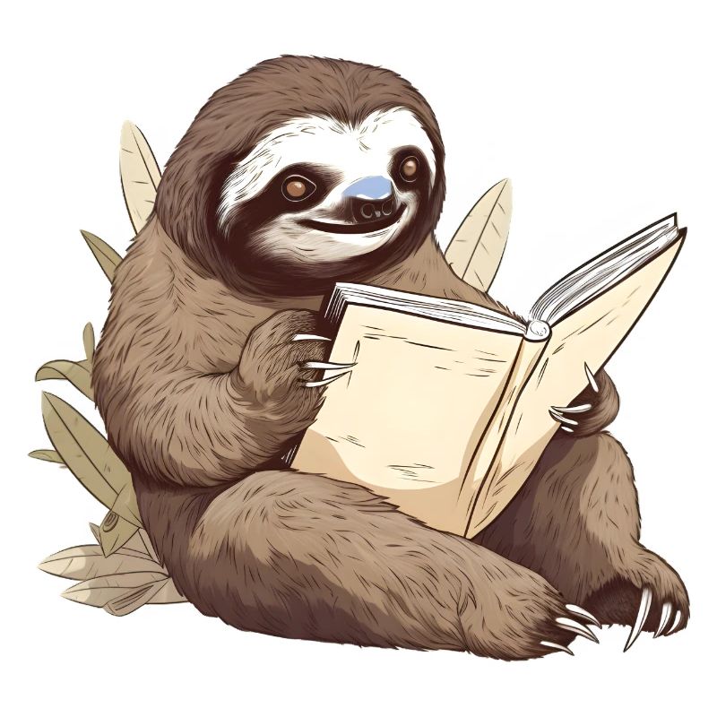 Reading sloth reading a book