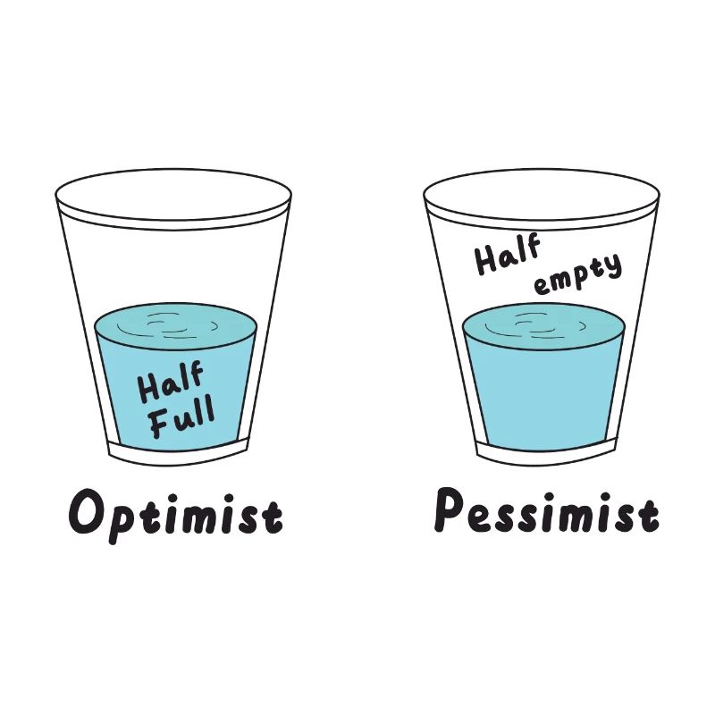 Glas halb voll oder halb leer Optimist Pessimist