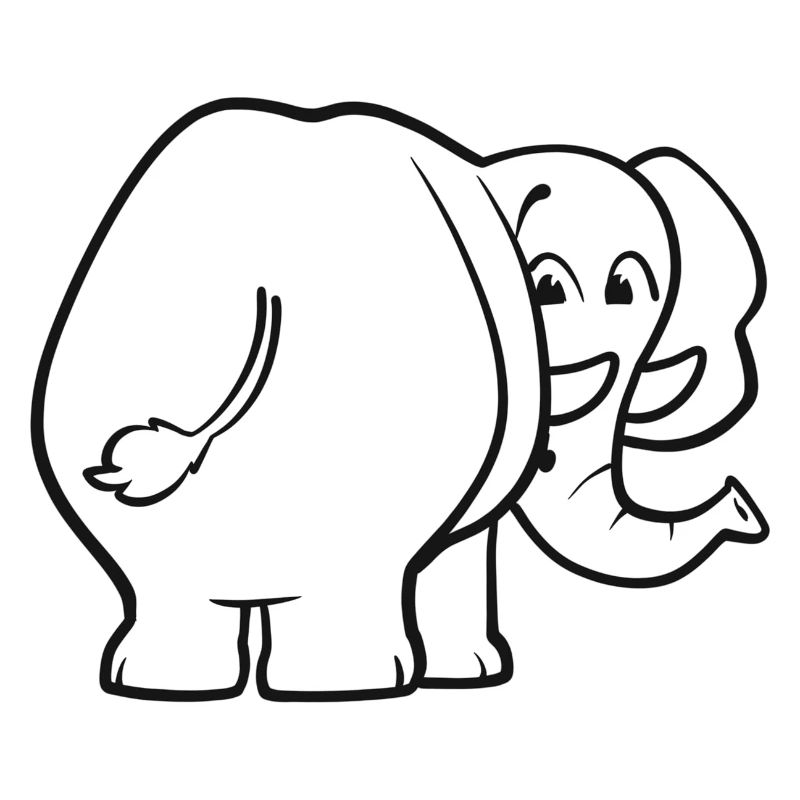 Elephant from behind - surprised, frightened, oops
