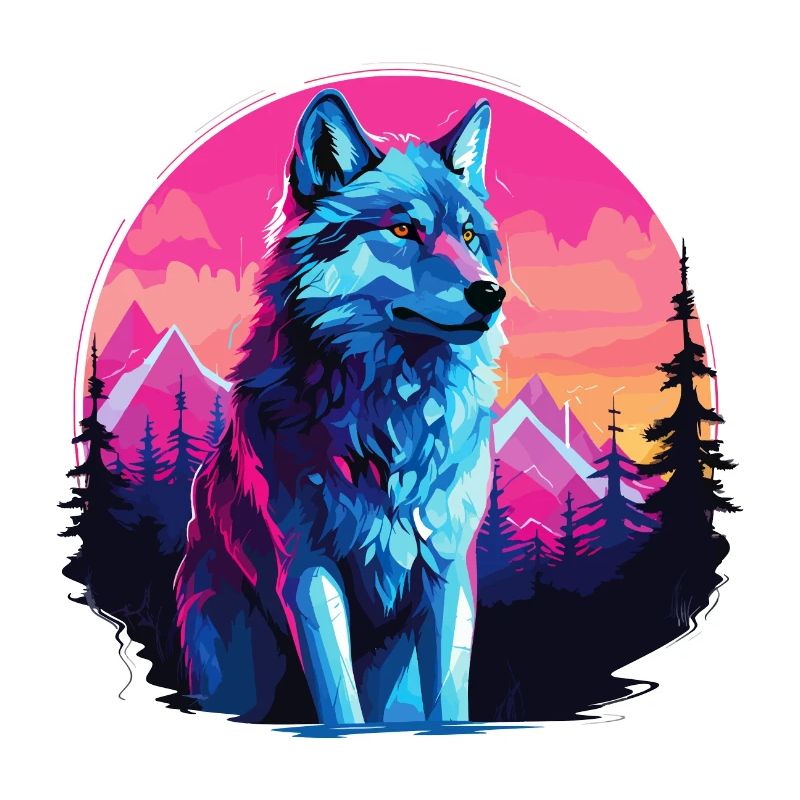 Wolf Wolf Head Wolves Wolf Pack Nature Neon Colorful