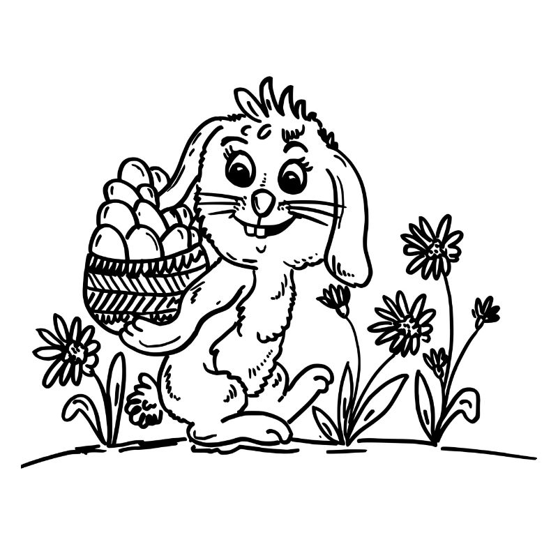 Cute bunny with Easter eggs