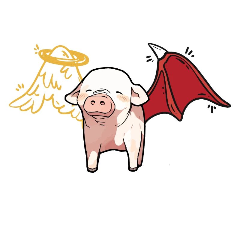 Celestial Satanic Pig Angel Devil
