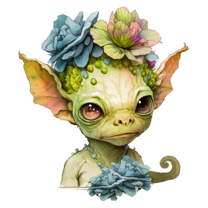 Mignon extraterrestre avec des fleurs