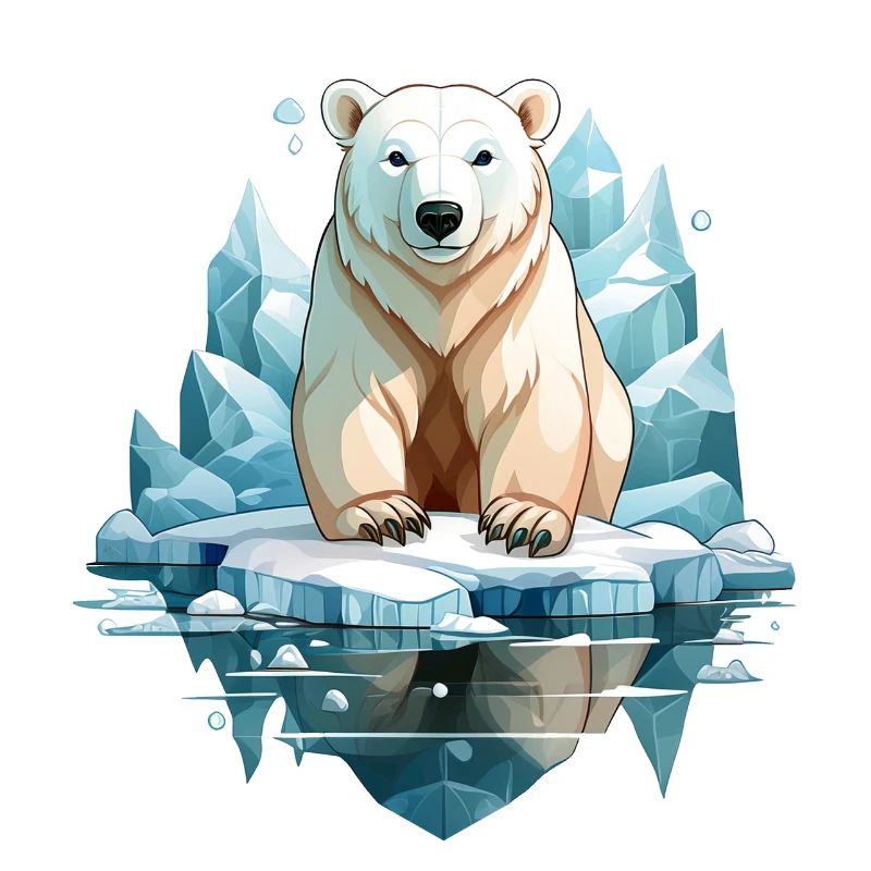 Polar bear between ice and snow