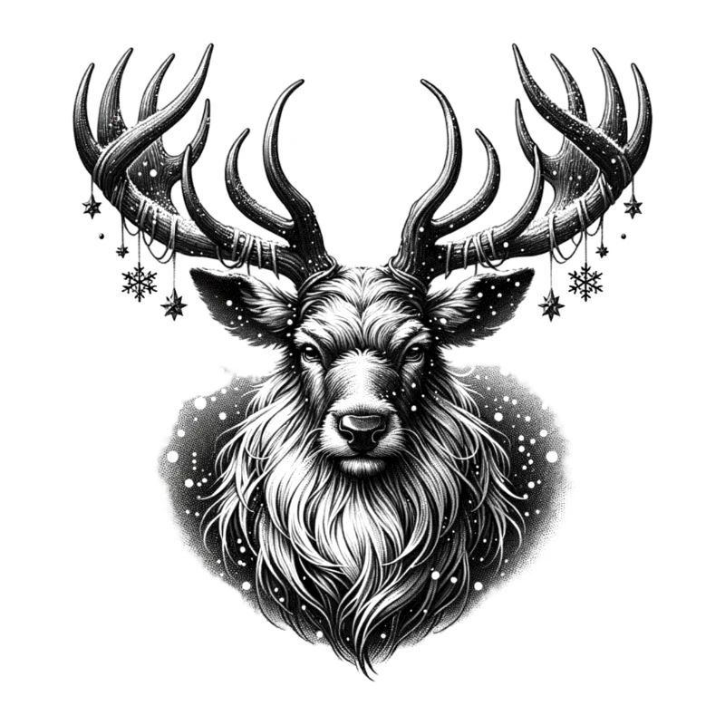 Wintry Deer Antlers Xmas