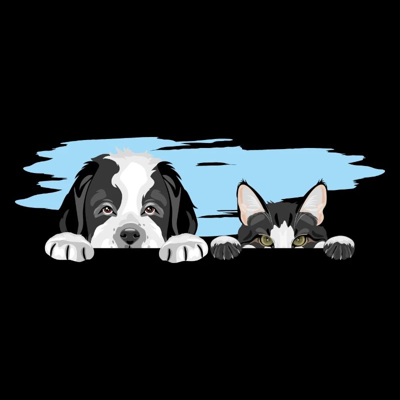 Peeking Saint Bernard chiot chien et chat mignon