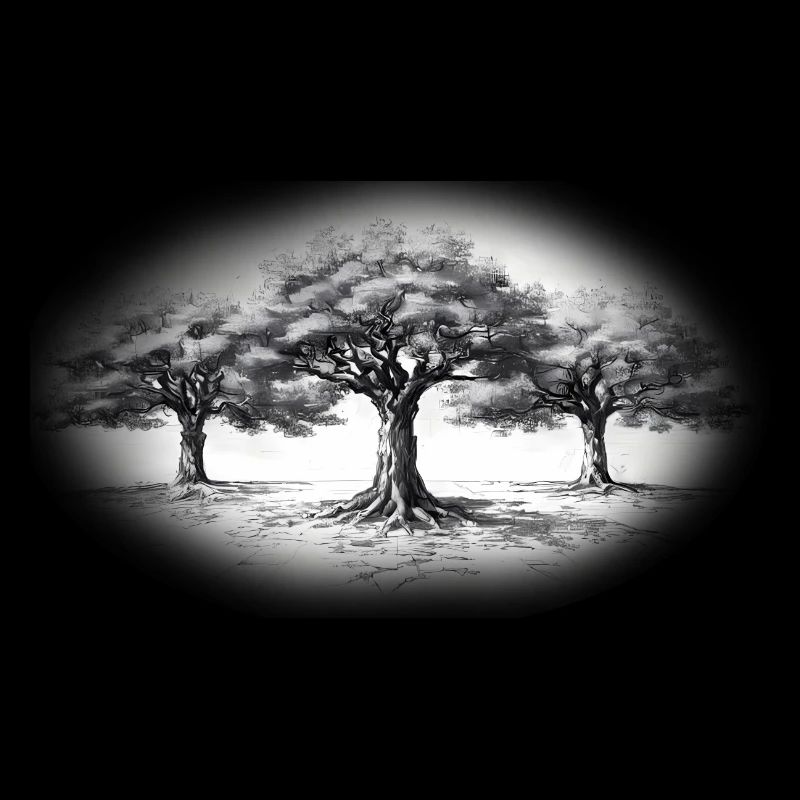 Tree Forest Black & White Black & White