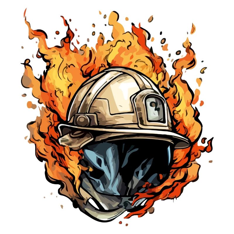 Firefighter helmet on fire n°1