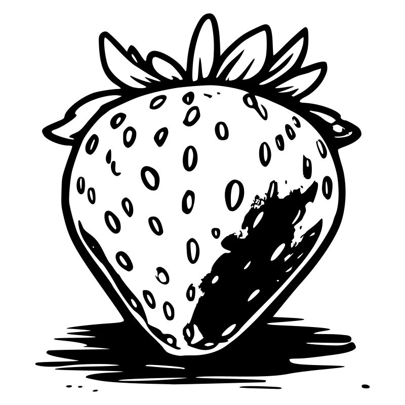 Erdbeere Comicstyle schwarz-weiß
