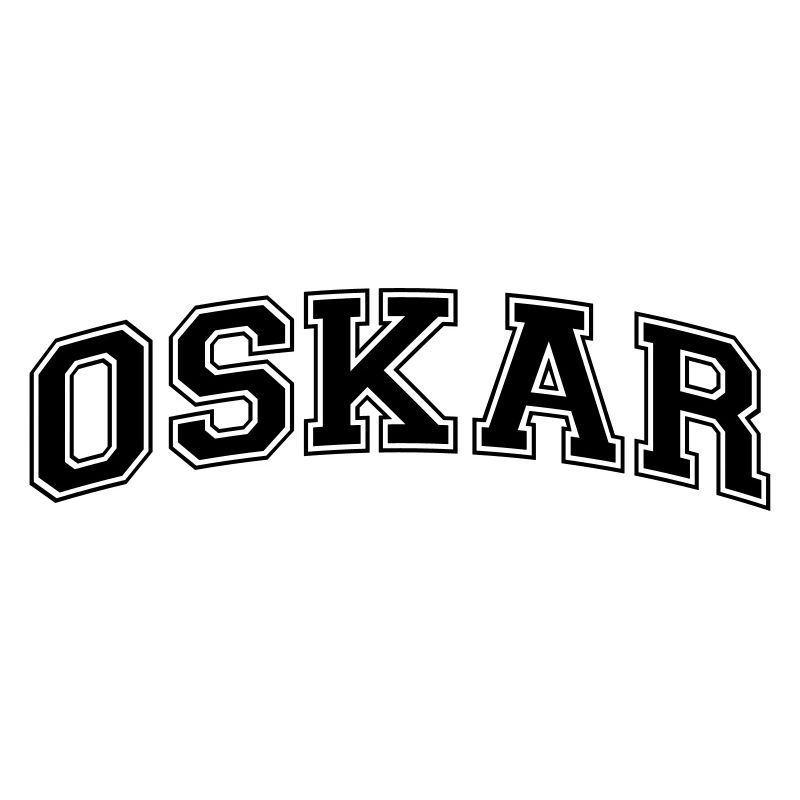 oskar name arched college style text