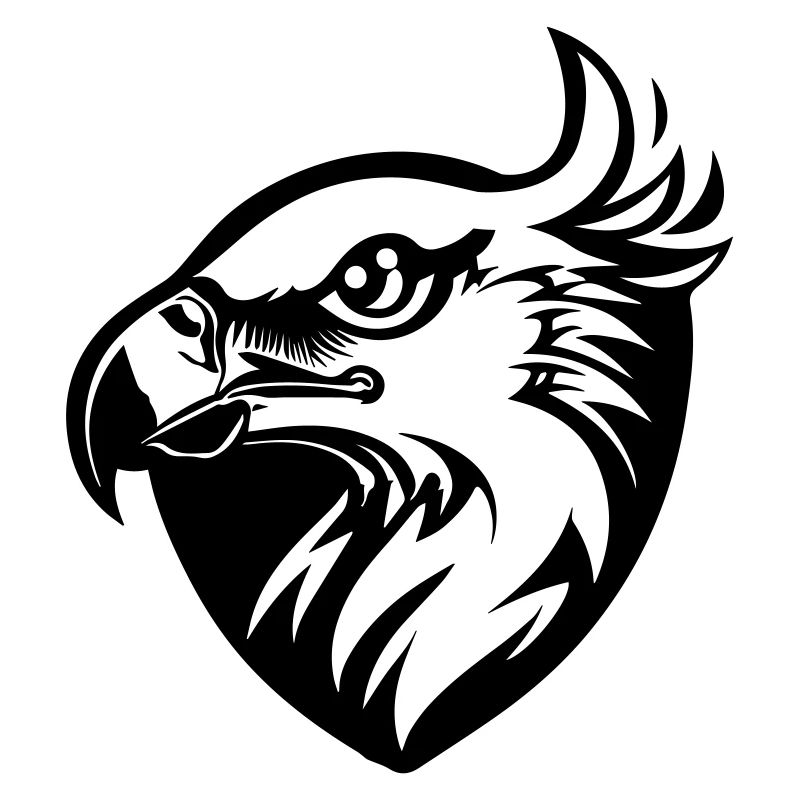 eagle's head with wing in profile with shield