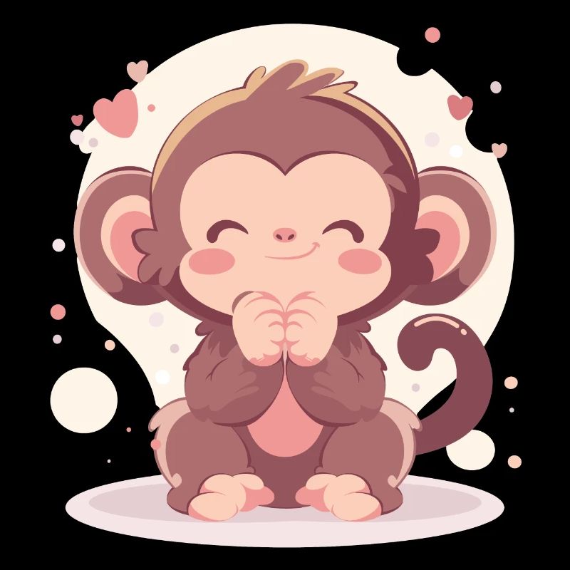 Un chimpanzé chibi joyeux