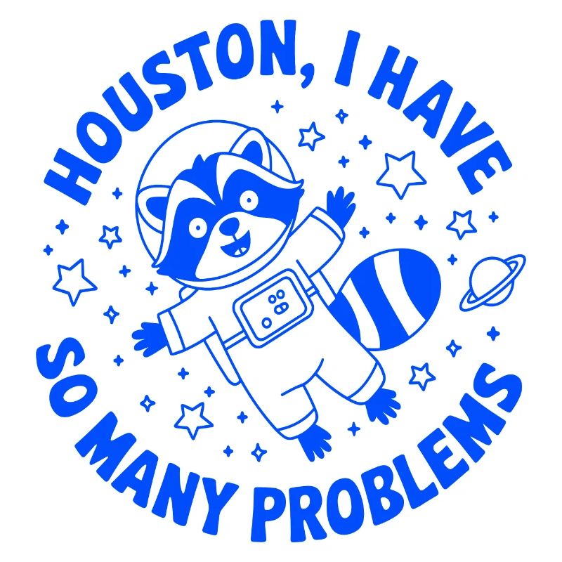 Funny Astronaut Raccoon Space Problems