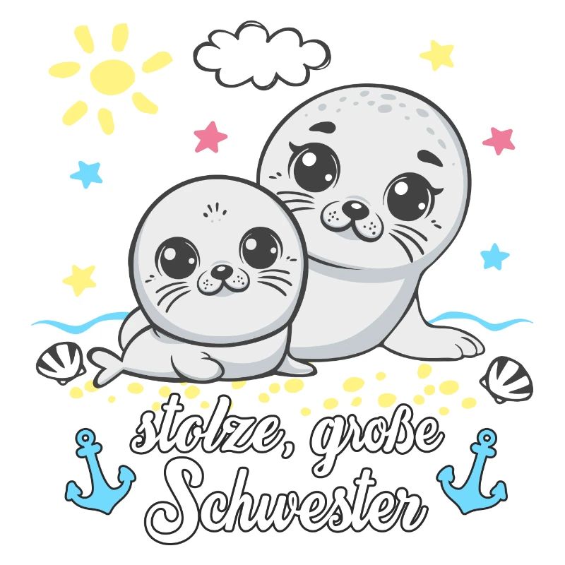 Große Schwester niedliche Seehunde Geschenkidee