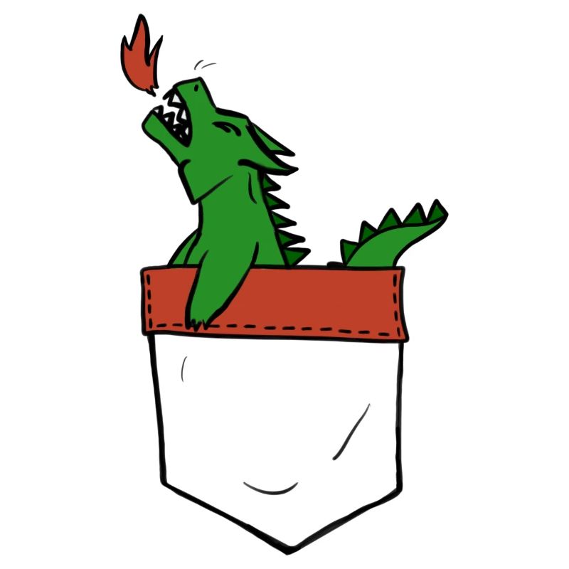 Kleiner Drache in der Brusttasche