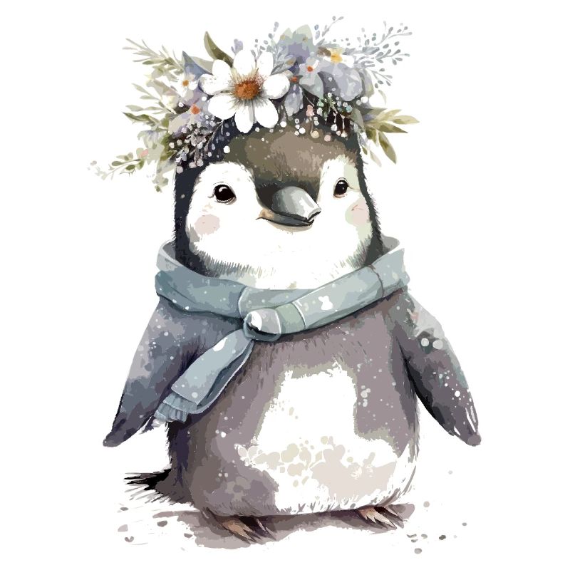 Pinguin mit Blumen