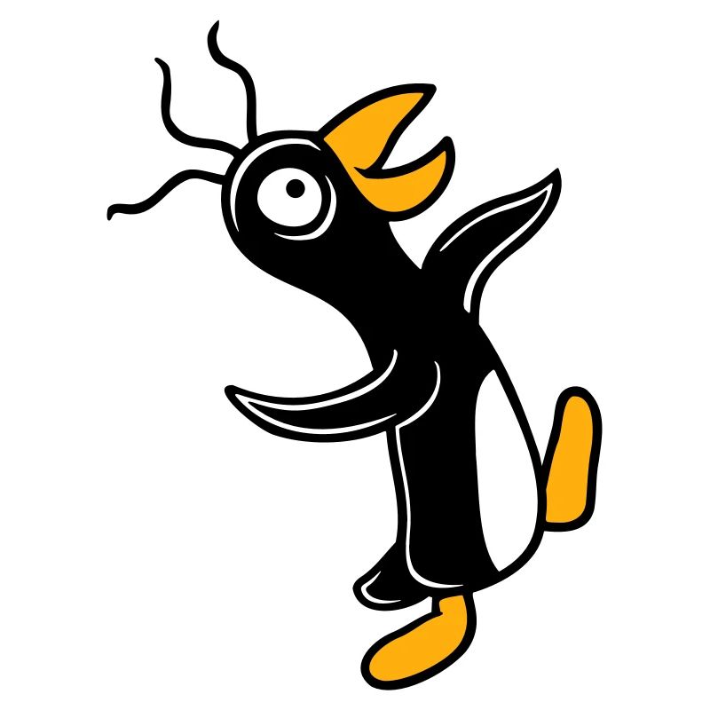 Crazy penguin runs stupid looks stupid silly
