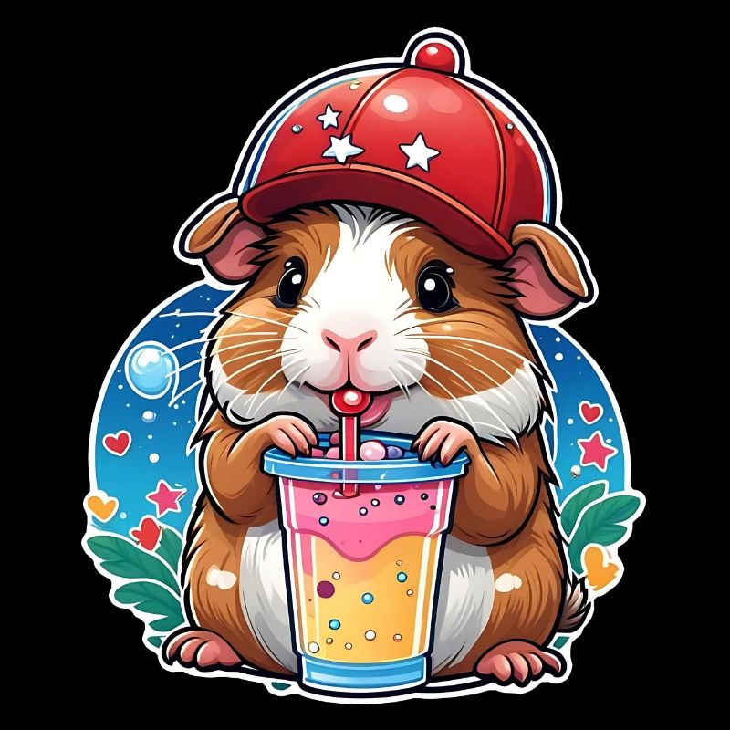 Cochon d’Inde mignon dégustant de la limonade