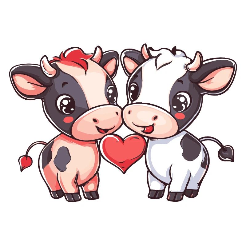 Kuh Comic Paar Liebe