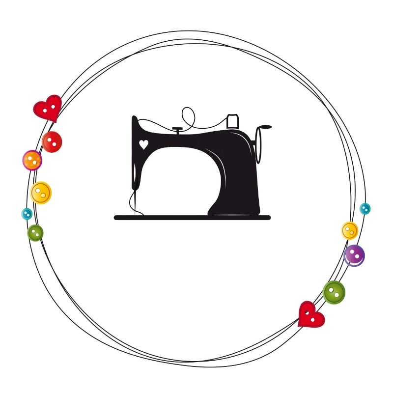 nostalgic stylized sewing machine with buttons