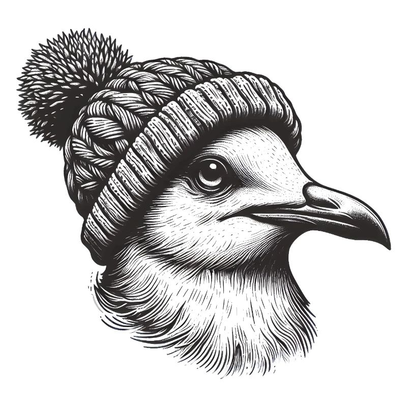Seagull with bobble hat