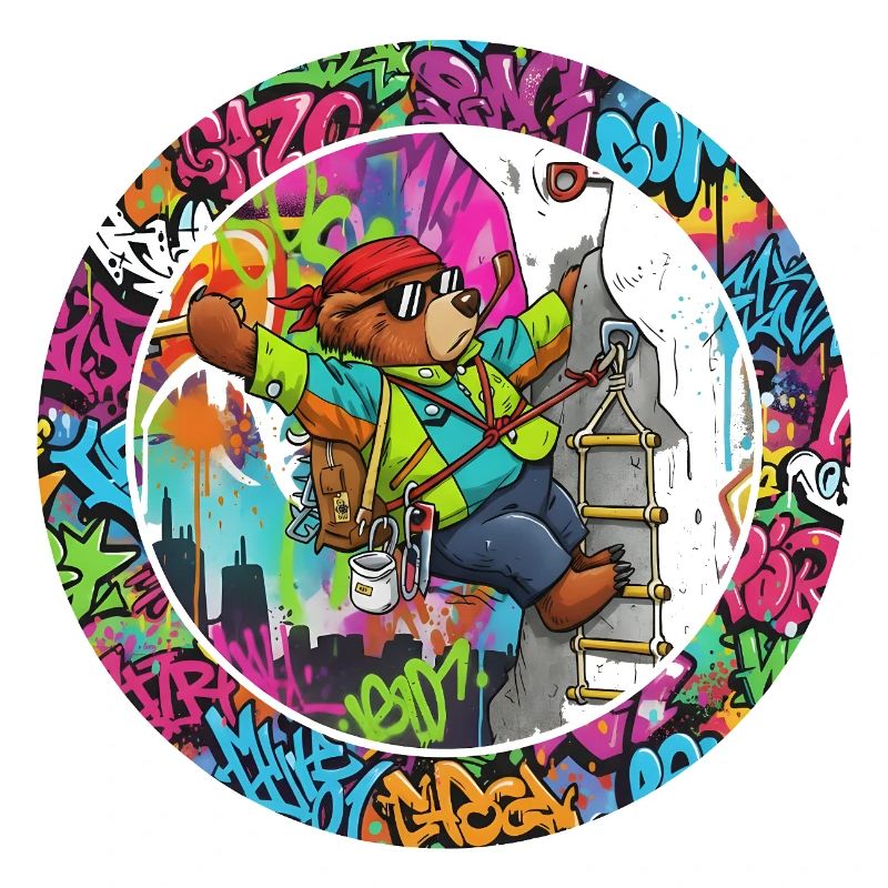 Graffiti bear on the climbing tower