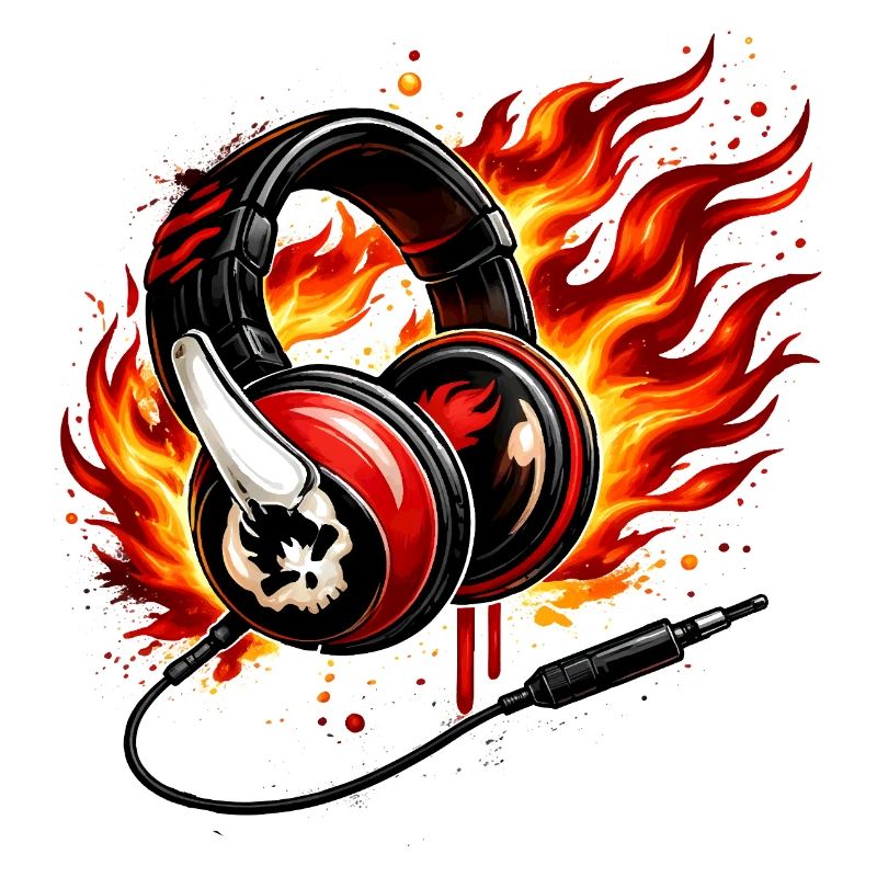 Flammen Kopfhörer Skull Design 