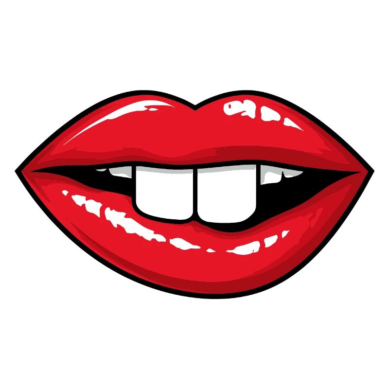 Red lips with rabbit teeth
