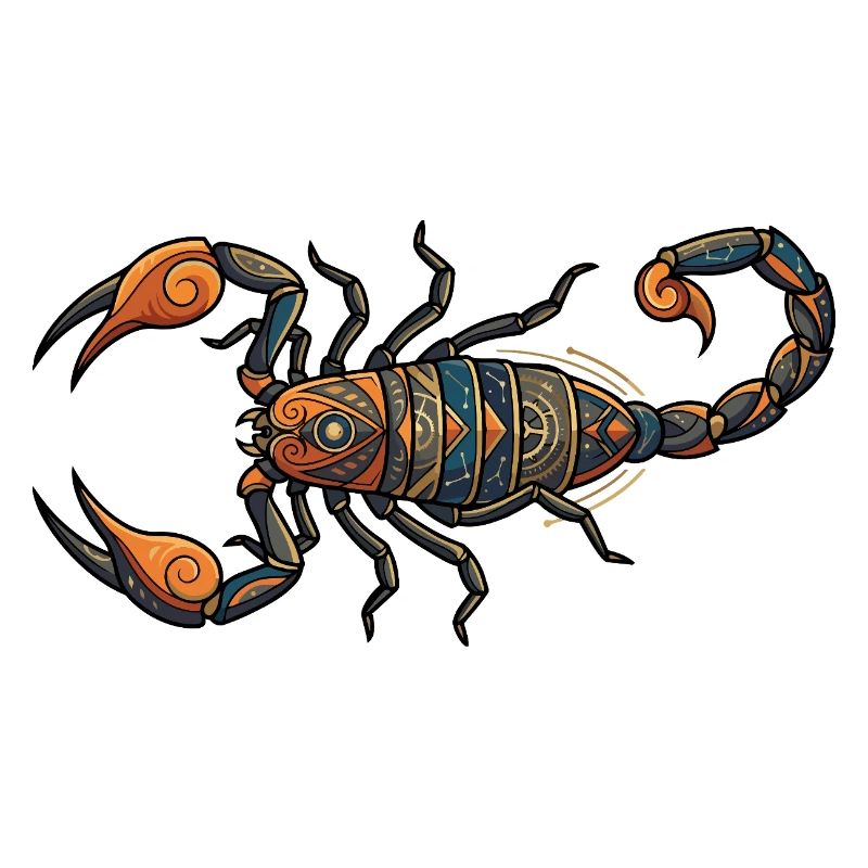 Tribal Scorpion Geometric Pattern Motif