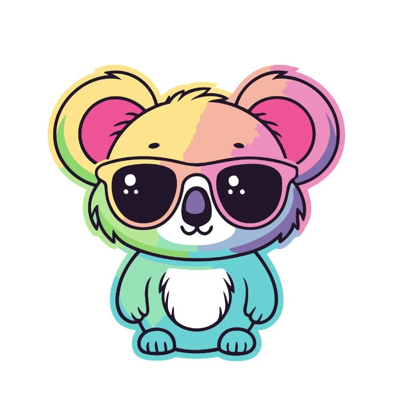 Rainbow Neon Koala with Glasses