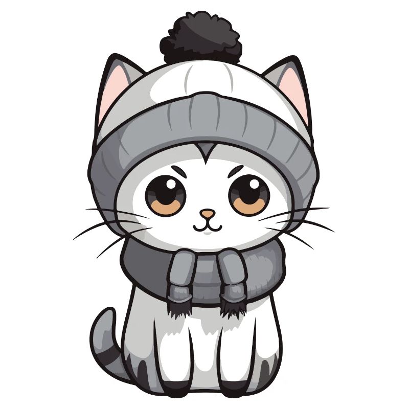 Katze Winter Tier Niedlich Comic