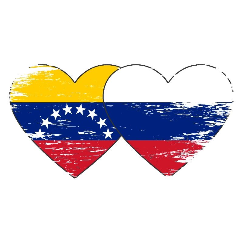 Venezuela Russie Drapeau Mains Coeur Forme Utilisé