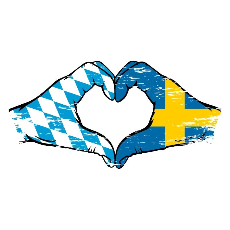 Bavière, Suède, Drapeau, Mains, Forme de coeur Utilisé