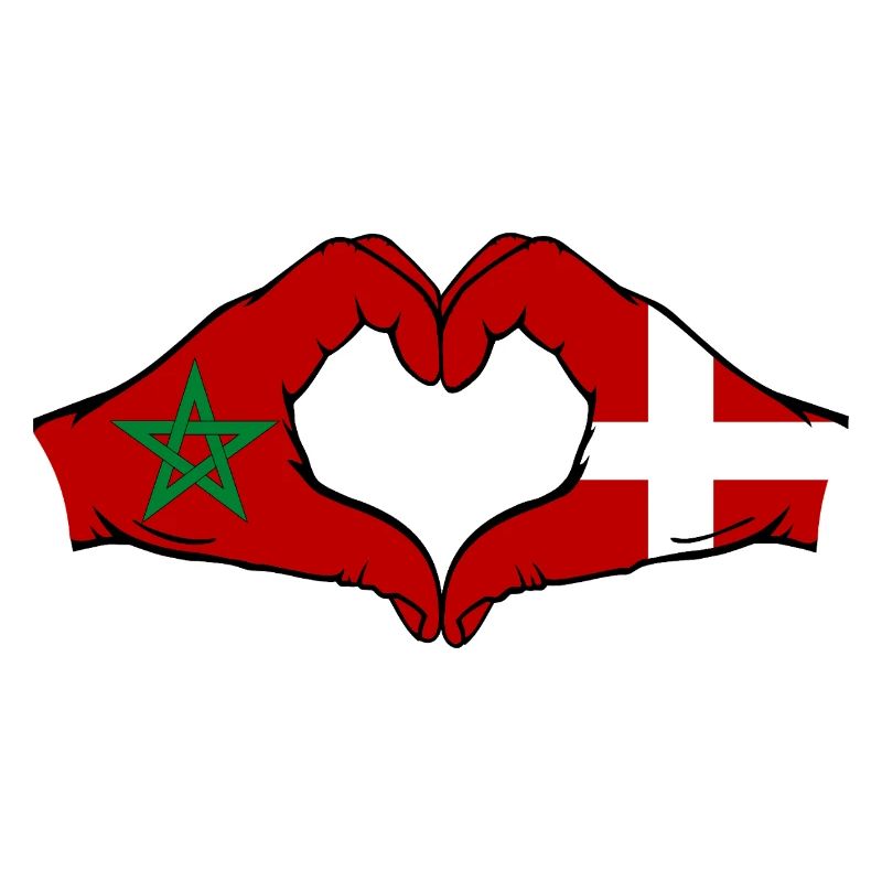 Maroc Danemark drapeau main coeur