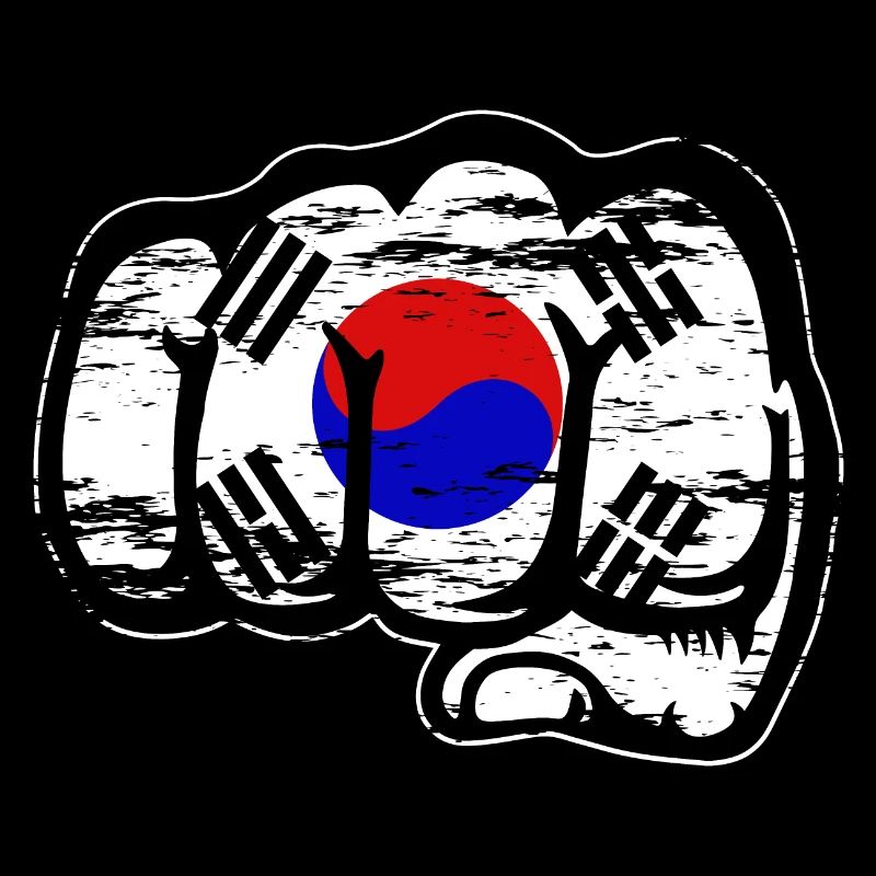 Drapeau de la Corée du Sud Main Poing Utilisé