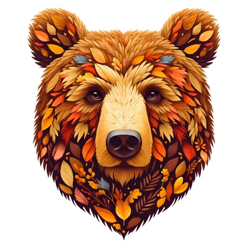 Ours brun, conçu à partir de différentes feuilles