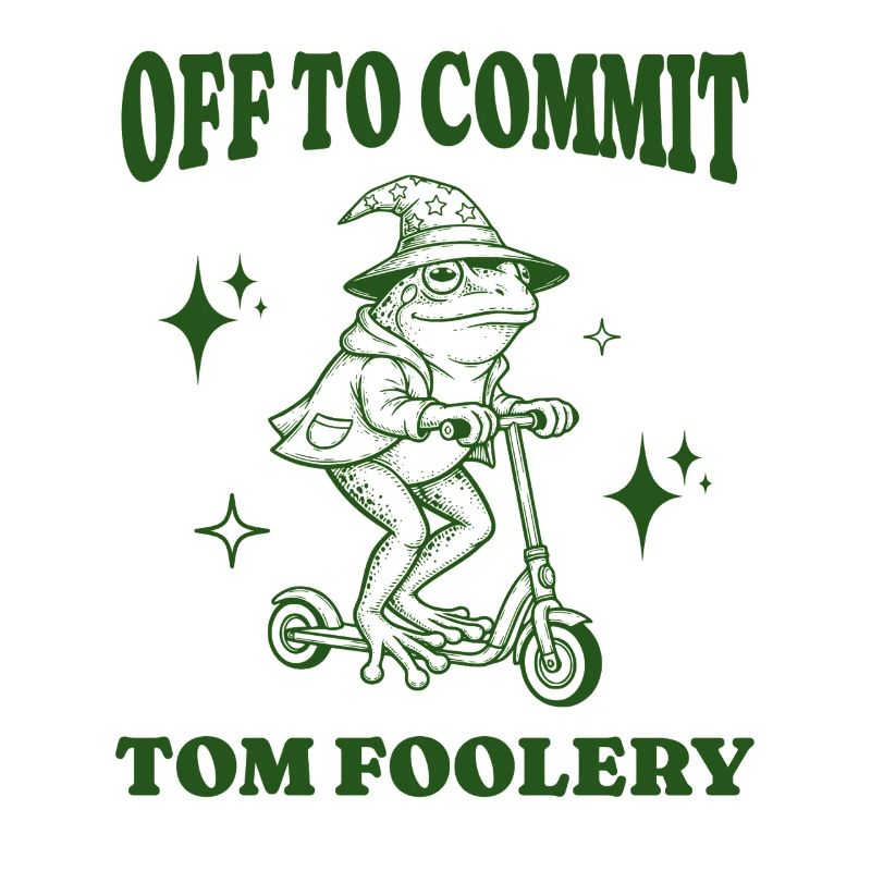 Off To Commit Tom Foolery Funny Frog Illustration