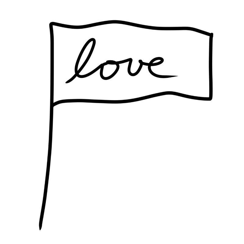 Drapeau Symbole Forme Amour
