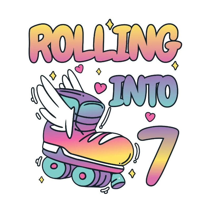 Birthday - Rolling into 7 - Seven - Roller Skates