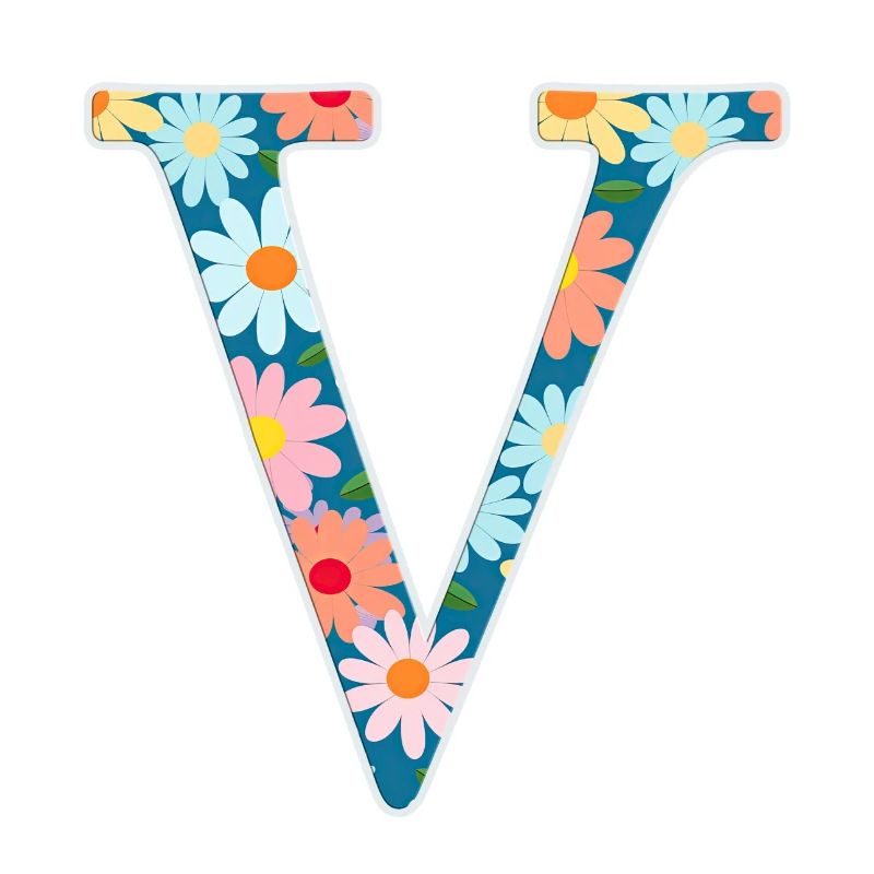 Personalisierbar Monogramm V Blumenmuster