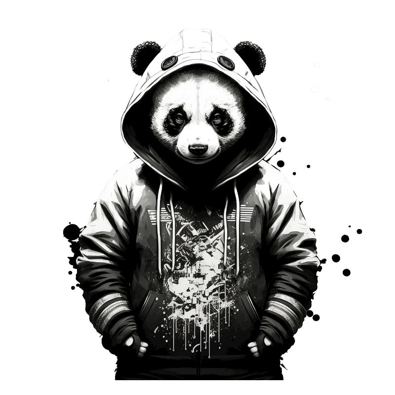 Panda at ease in a sweatshirt
