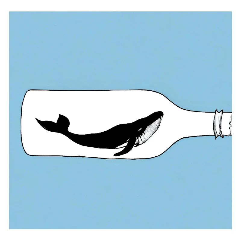 Message dans une bouteille, Illustration de baleine, Déclaration